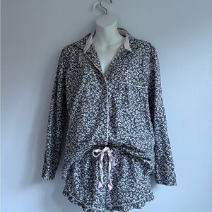 Victoria's Secret Gray and Pink Leopard Pajama Set